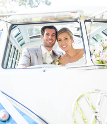 Newly weds enjoying their Deluxe Kombi experience at Noosa wedding.